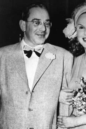 Deanna Durbin, right, poses with her second husband, producer Felix Jackson, immediately after their wedding at The Little Church of the West in Las Vegas.