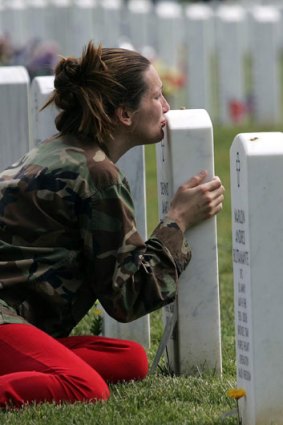 Arlington National Cemetery, Kristin Kenney visited the grave of her boyfriend, Dennis J. Flanagan in May, 2006.