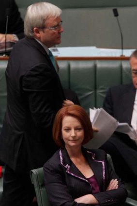 No prior warning ... Prime Minister Julia Gillard denies instructing her office to prepare her acceptance speech weeks before tackling Kevin Rudd for the leadership.