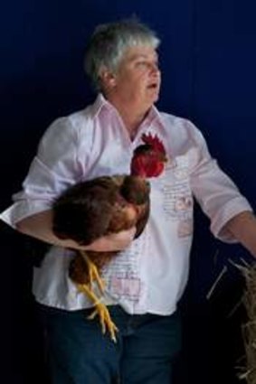 Annabel Mcleod with a Transylvanian naked neck and a Big Frizzle (standing).