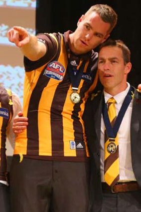 Good look: Max Bailey (left) and Alastair Clarkson at a premiership function.
