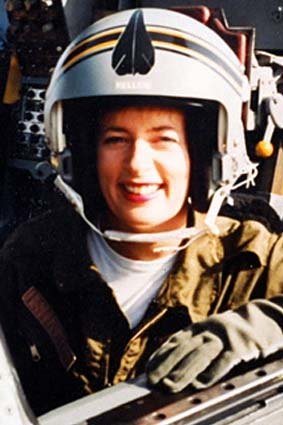 Amanda Keller in a fighter jet on <em>Beyond 2000</em>.