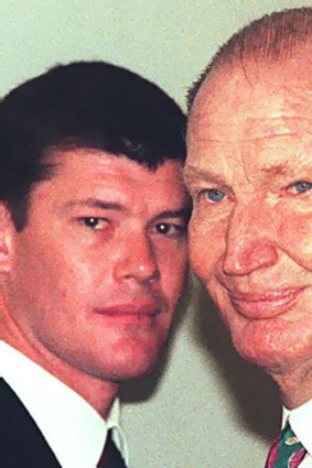 Strained relationship ... James, left, and Kerry Packer.