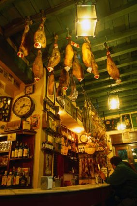 The interior of a Tapas bar.