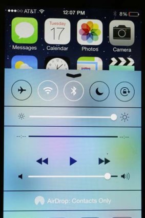 The new Control Centre in iOS 7.
