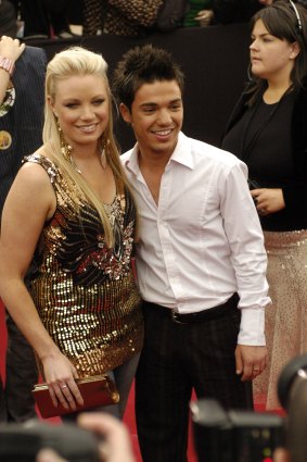Hayley Jensen, with Anthony Callea, attending the 2004 Aria Awards. 