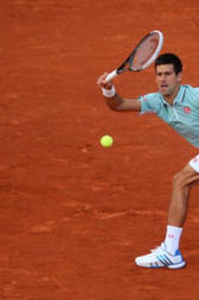 Novak Djokovic during the French Open round-one match against  David Goffin.