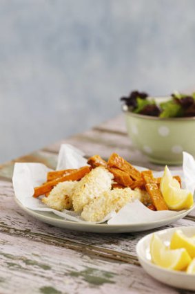 Baked fish and chips.