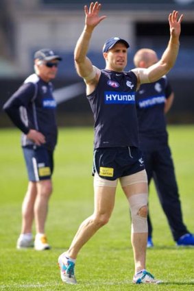 Chris Judd at a training session on Saturday.