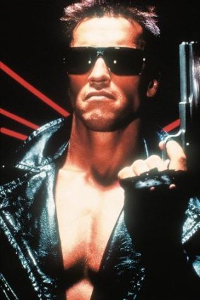 Arnold Schwarzenegger in a scene from  The Terminator.