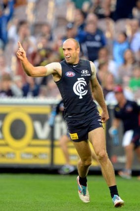Blue for life: Carlton's former captain Chris Judd has taken a huge cut on his $1 million a year.