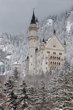 Germany, Neuschwanstein castle at Christmas.