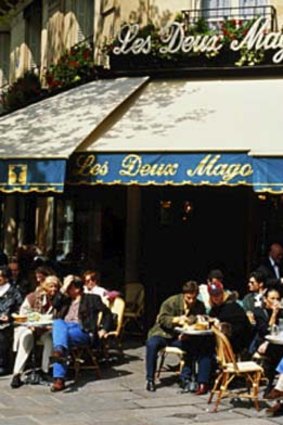Cafe patrons at Les Deux Magots.