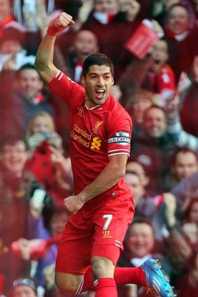Flying high: Luis Suarez has become a goal machine for Liverpool.