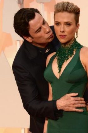 A strange moment at this year's Oscars: John Travolta and actress Scarlett Johansson.