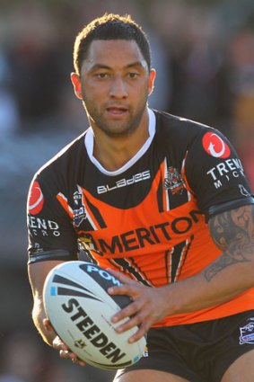 Before the mishap ... Benji Marshall starts another move.