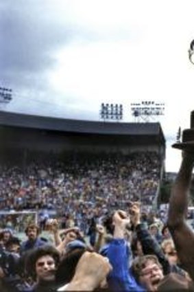 We are the champions: Hoisting the North American Soccer League trophy aloft with New York Cosmos in 1977.