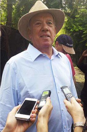 Mike Willesee addresses the media in Bali on Tuesday.