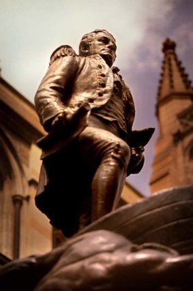 The statue of Matthew Flinders beside St Pauls Cathedral in the city.