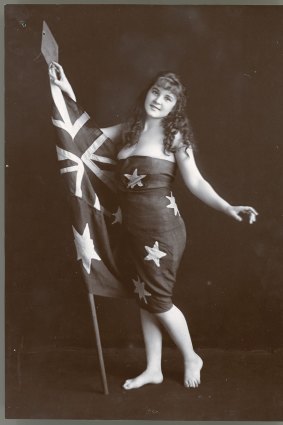 Patriotically alluring Marie Celeste wrapped in the flag.