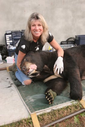 Rights minded ... Jill Robinson with rescued bear Jasper.