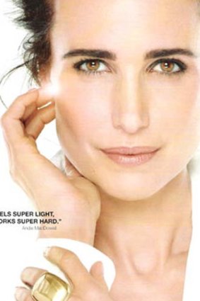 Photoshopped: Andie MacDowell in an advert for L'Oreal.