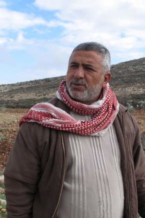 Palestinian farmer Fatallah Mahmoud at Qusra.