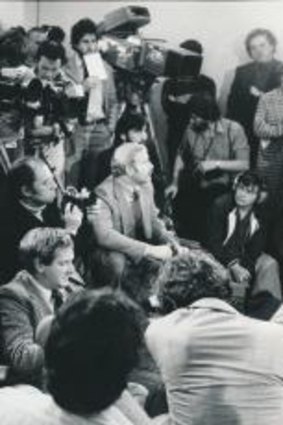 Hamer announcing his resignation in May 1981.