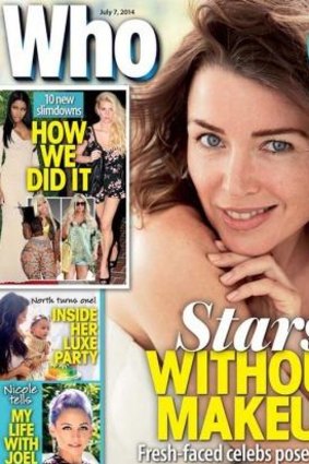 Dannii Minogue appears without makeup or retouching on the latest cover of Who magazine.