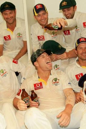 David Warner soaks up success after Australia won in Perth, January 2012.
