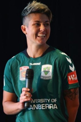 Michelle Heyman of Canberra United during the W-League season launch.