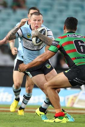 Carnage: Cronulla's Todd Carney in Monday night's game against South Sydney.