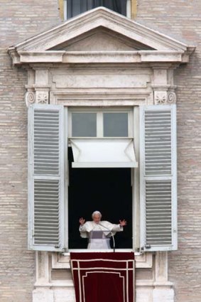 Farewell ... Pope Benedict XVI delivers his last Angelus Blessing from the window of his private apartment.
