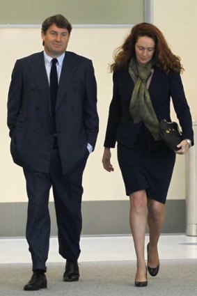 Media show ... Charlie and Rebekah Brooks at the magistrates court.