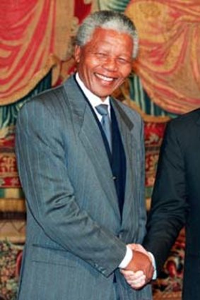 Mandela with F.W. de Klerk after they won the 1993 Nobel Peace Prize.