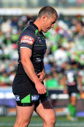 Dejected figure ... Canberra's Terry Campese will miss the rest of the season with a groin injury.