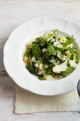 Zucchini, green bean and mint risotto.