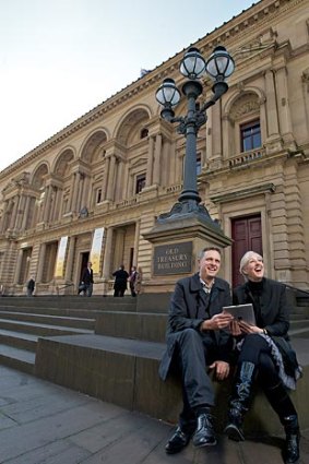 Peter Maddison from Grand Designs Australia and architect Jill Garner at The Old Treasury building in Spring Street..