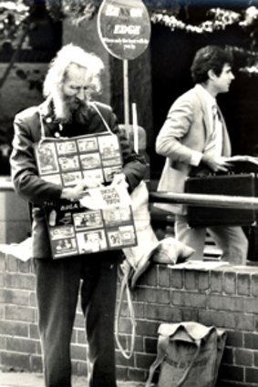 Relentless . . . fred cole selling posters outside Burwood court.