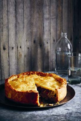 Rabbit pie and mustard sauce.