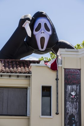 Scary monster: An inflatable Ghostface was installed above Mooseheads this week for Halloween. 