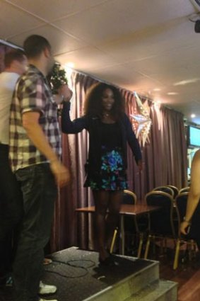 Serena Williams celebrating with karaoke at Ben's Chinese.