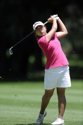Child star ... Lydia Ko, 13, in action.