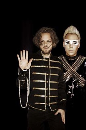 Higher power: Nick Littlemore (left) and Luke Steele employ a rich, biblical-style mythology on their new album, <i>Ice on the Dune</i>.