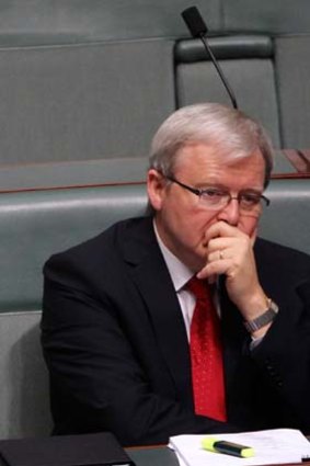 Vanquished &#8230; Mr Rudd takes a back seat during yesterday's question time.