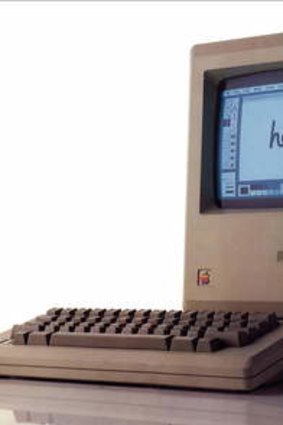 An original Macintosh 128K computer, circa 1984.