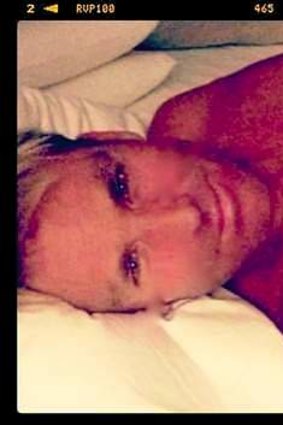 Selfie star: Warnie fights his shyness to show his bedroom eyes, but as daughter Summer said, take it down, dad!