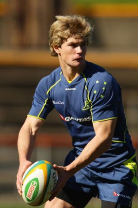 Berrick Barnes during a Wallabies training session last month.