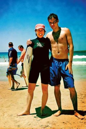 Beached … Kathy Lette with son Julius.