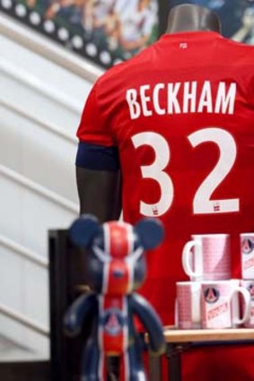Big sell ... David Beckham PSG kit on display.